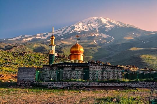 Picturesque mosque underneath Damavand volcano in Iran