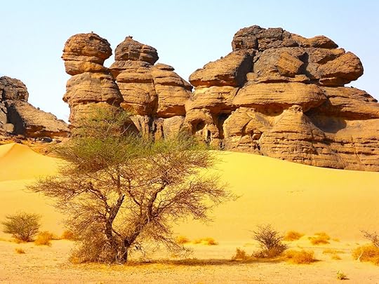 Sandstone formations in the Sahara at the Ennedi Plateau near chad