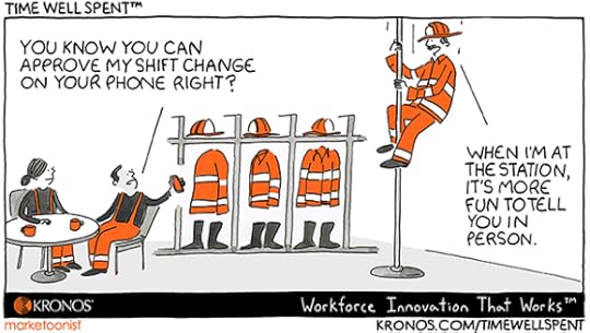 shift change, firehouse, Kronos, technology, Time Well Spent cartoon, Fireman