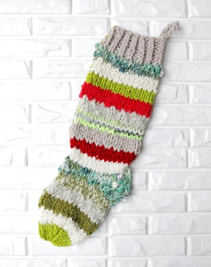 Scrap Bin Stockings | #Knit modern #Christmas stockings using the yarn from your stash! Tutorial and pattern by Vickie Howell