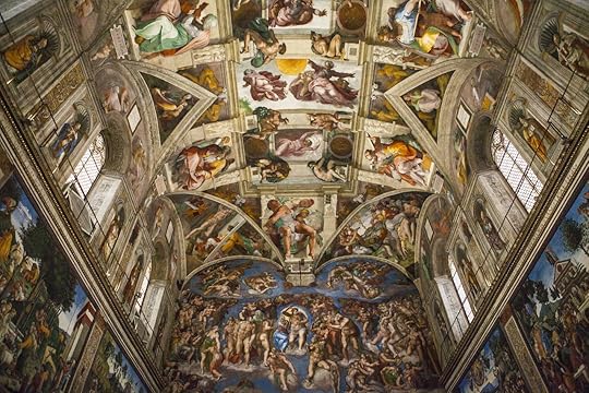 Interior and architectural details of the Sistine chapel in Italy