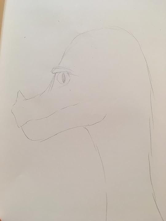 Head of a dragon in pencil