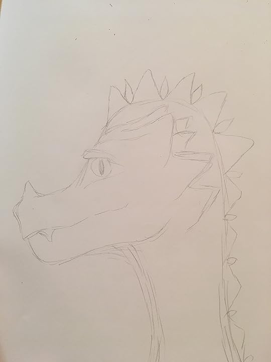 Detailed dragon in pencil looking to left