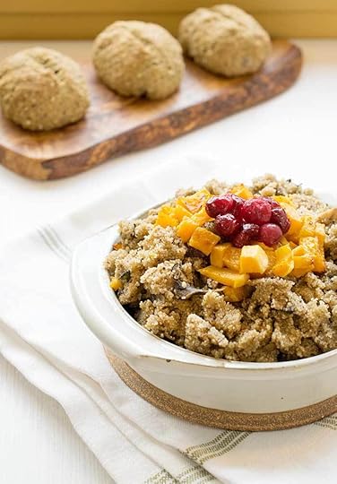 Gluten-free Vegan Teff Stuffing with Roasted Butternut Squash and Candied Cranberries