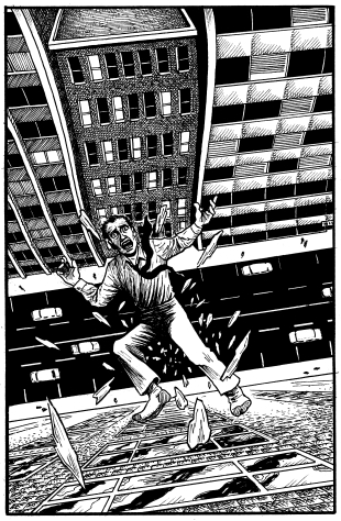 Image by Mack White of Frank Olson falling from a window.