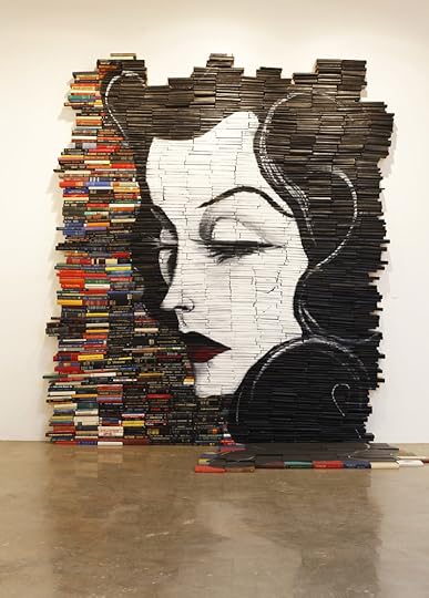 Reminiscent book art from 2010 by Mike Stilkey