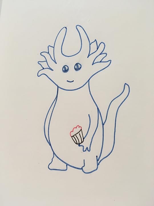 Dragon holding muffin