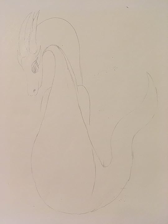 Sweet beautiful dragon with a little smile in pencil