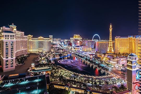 Panoramic aerial view of the Las Vegas Strip at night