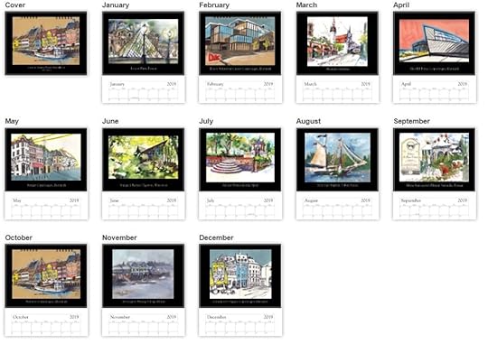 2019 wall calendar art illustration watercolor sketches urban sketchers travel drawing art garrott designs
