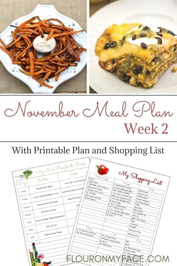 November Weekly Meal Plan Week 2 Menu with printables