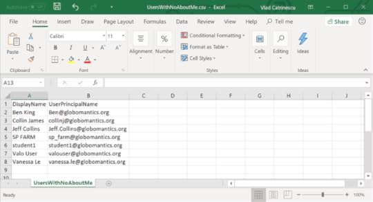 Office 365 Profile Completeness: Finding users with no About Me