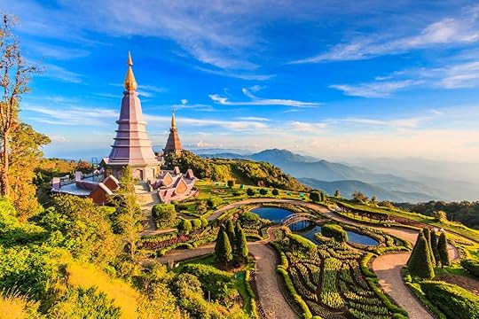 Landmark landscape pagoda in doi Inthanon national park at chiang mai Thailand