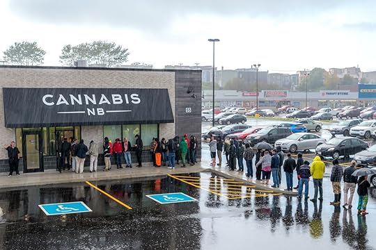 Line at a cannabis store in new Brunswick, Canada