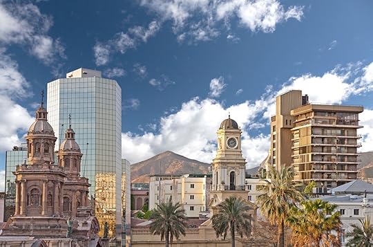 Santiago de Chile downtown, modern skyscrapers mixed with historic buildings
