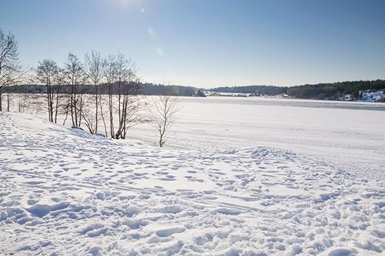Snow, ice and February sunshine by Lake Malaren, Stockholm, Sweden