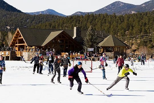 Ice skating on Evergreen Lake, Colorado