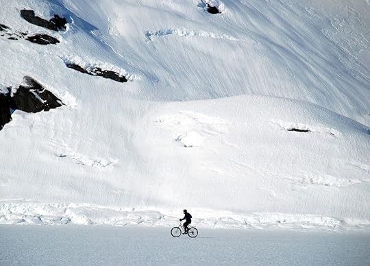 winter bike riding at Portage Glacier
