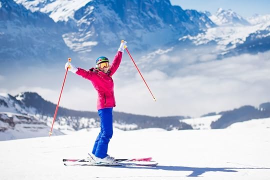 Woman skiing in the Swiss Alps, Switzerland