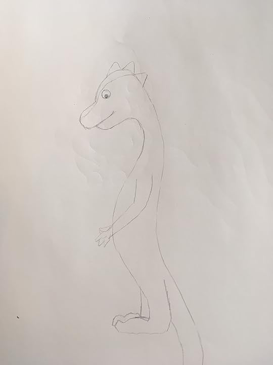 Pencil sketch of long thin dragon