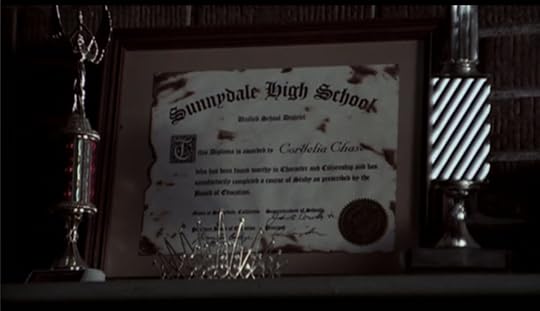 Inside its frame, Cordelia's diploma is all burned up.