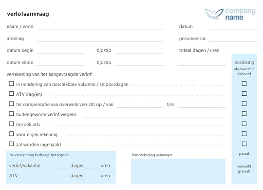 Sjabloon verlofaanvraagformulier