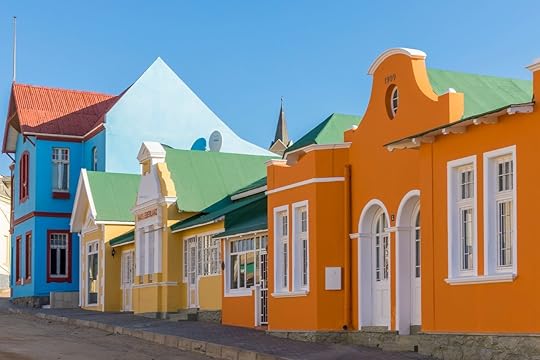 Colorful german colonial houses in Namibia