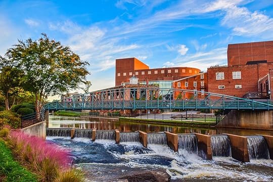 Reedy River Bridge and Wyche Pavilion Peace Center in downtown Greenville, South Carolina