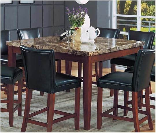 Marble top Kitchen Table Dining Room with Counter Height Table Featured Granite top