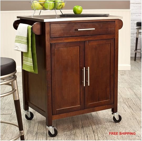 Kitchen island Table top Kitchen island Stainless Steel top Wood Cabinet Storage