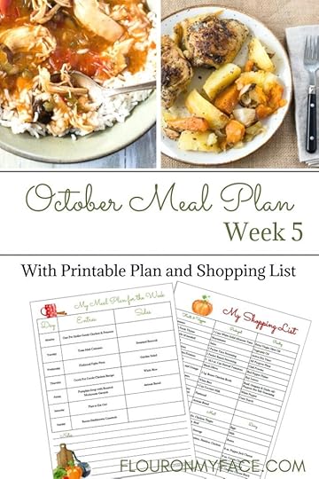 October Weekly Meal Plan Week 5 for the last week of October. Prin out a pretty weekly meal planning menu and shopping list for your recipe binder.