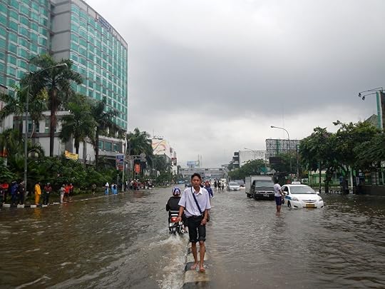 Flooded city streets in Jakarta, Indonesia