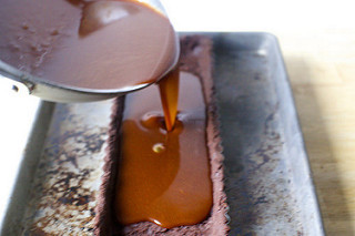 blurry poured caramel