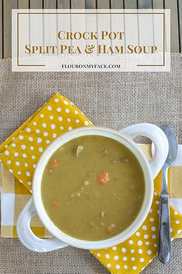 Crock Pot Split Pea Ham Soup brings back fond memories of holidays when I was a child. Get the recipe via flouronmyface.com