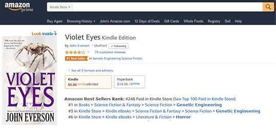 Violet Eyes hits #1 on Amazon!