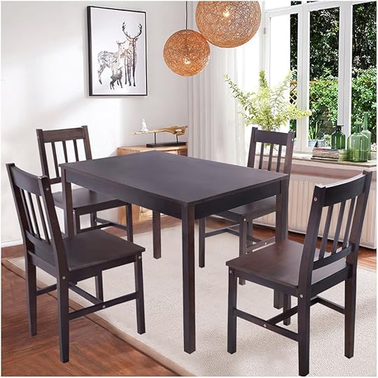 Solid Wooden Pine Dining Table and 4 Chairs Set Kitchen Small Wooden Kitchen Table and Chairs