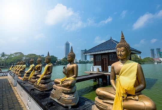 Buddha statues in Seema Malaka temple in Colombo, Sri Lanka