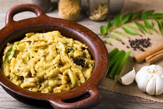 Jackfruit curry or kiri in clay pot Sri Lankan food