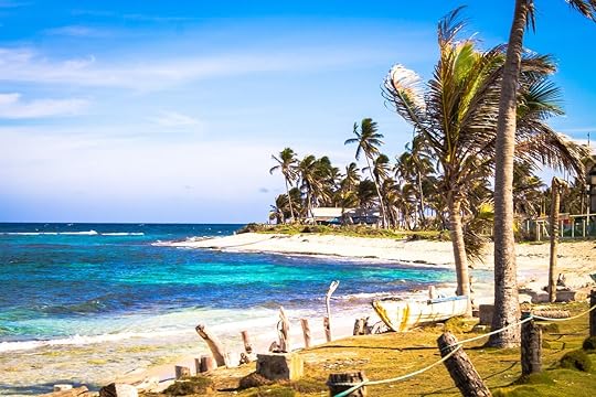 San Andres Island, Colombia, beach with palm trees