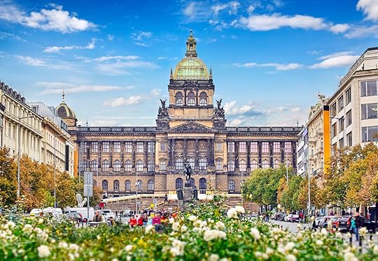 Prague national museum building at Wenceslas Square Czech Republic