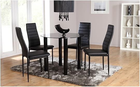 Solar Lunar Round Glass Dining Room Table and 2 4 Chairs Set Black Ebay Black Glass Kitchen Table and Chairs