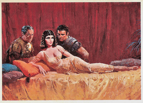 Rex Harrison, Elizabeth Taylor, Richard Burton in Cleopatra (1963)
