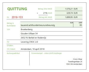 Kwitanties in Engels, Duits of Frans maken