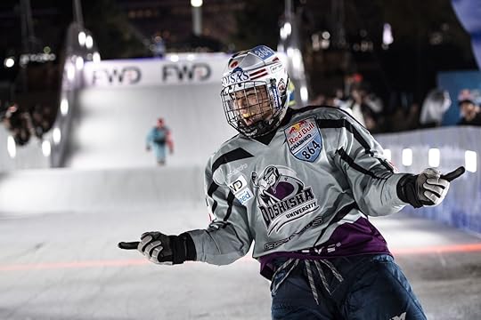 Crashed Ice skater up close