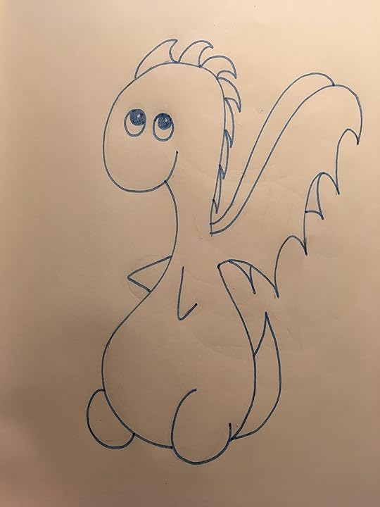 Dragon with a mohawk and wings looking up