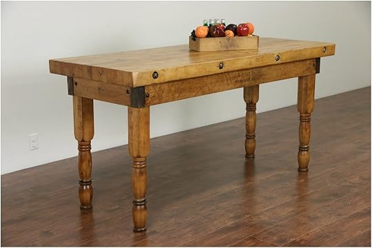 Sold Maple butcher Block 1910 Antique Milwaukee Work butcher Block Kitchen island Table