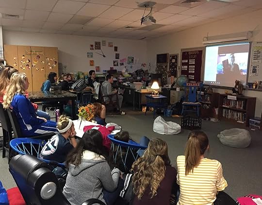 I just had an awesome Skype talk about SCARS with Dee Schmidt Kramer’s students who read SCARS as an independent reading book at Silver Creek High School in Indiana. The students asked such intelligent, thoughtful questions afterwards. I told them they could ask me anything and I meant it.<br /><br />And despite some technical difficulties – I couldn’t see or hear them on Skype but they could see and hear me – it went really well. Dee helped solve it in a creative way, using her cell so I could see the students, typing their questions in Skype, and one student turned Dee’s cell to landscape mode so I could see them all.<br /><br />I enjoyed it so much. I could see them taking it all in, and caring about it. I delight in readers caring about books – and authors!<br /><br />Petal also made an appearance! (laughing) She’s always by my side, and at the end when I picked her up and she rested her head on my shoulder they awwed. (Smiling)<br />.<br />.<br />.<br />#authorskype #skypeauthorvisit<br />#deeschmidtkramer #SilverCreekHighSchool<br />#cherylrainfield #YAwriter #LGBTQwriter #booknerd #bookworm #ireadYA #survivor #feminist #YAlit #YAbooks<br />#YAlitmentalhealth #yabookrecs #bookstagram #selfharm #sexualabuse #trauma #healing #MeToo