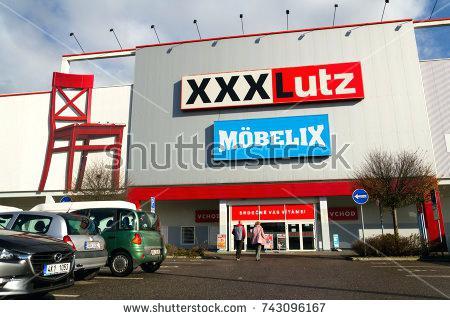 xxlutz prospekt republic corporation logo on supermarket building on xxlutz salzbergen prospekt