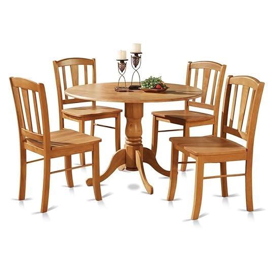 5pc Round Pedestal Drop Leaf Kitchen Table 4 Chairs Round Wood Kitchen Table and Chairs