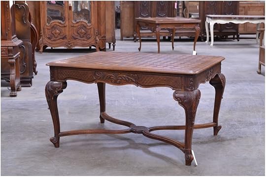 3321 Antique Oak French Country Carved Desk Kitchen Antique Oak Kitchen Table